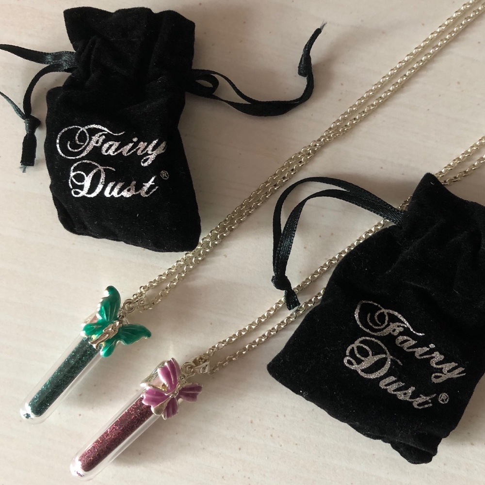 Fairy Dust Silver Necklace Duo - Teal & Magenta